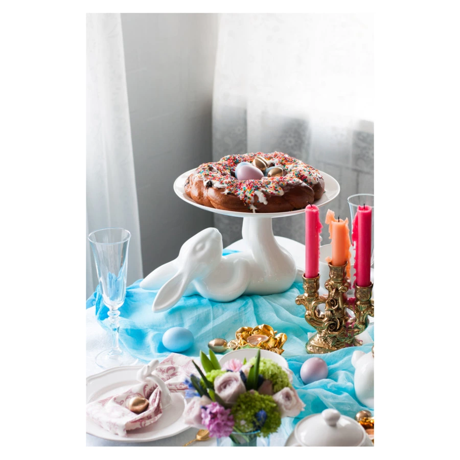 Блюдо на ножке Claystreet Гранд Кролик 31 см, фарфор, белый