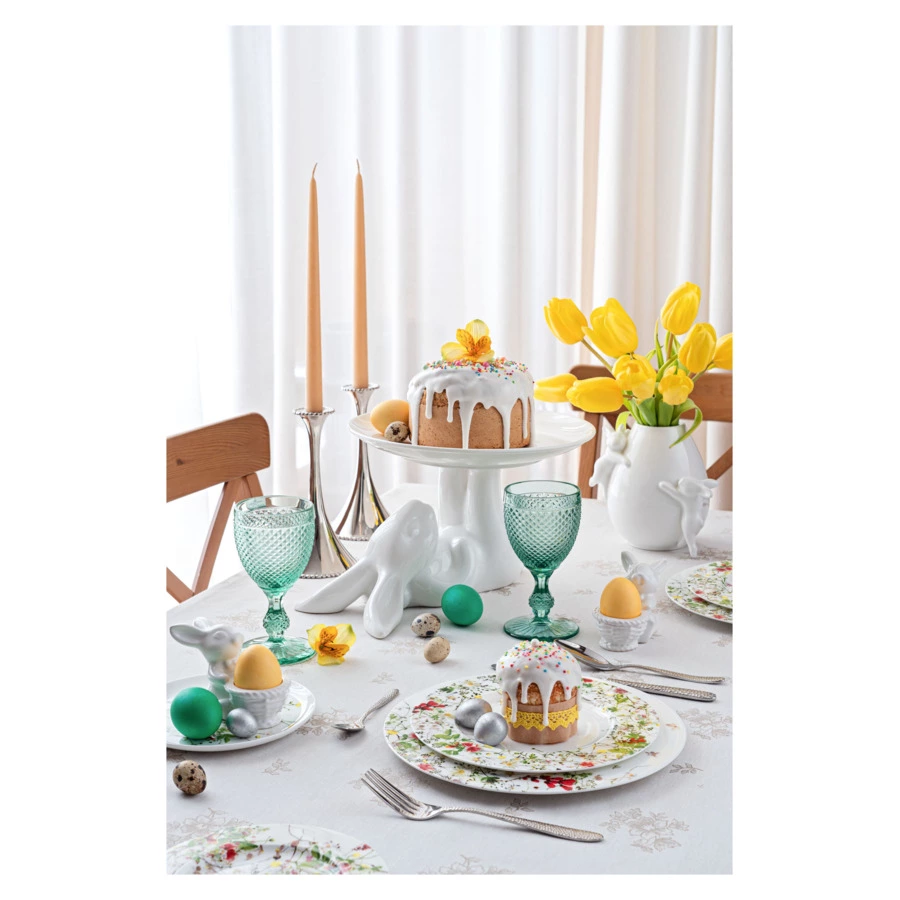 Блюдо на ножке Claystreet Гранд Кролик 31 см, фарфор, белый