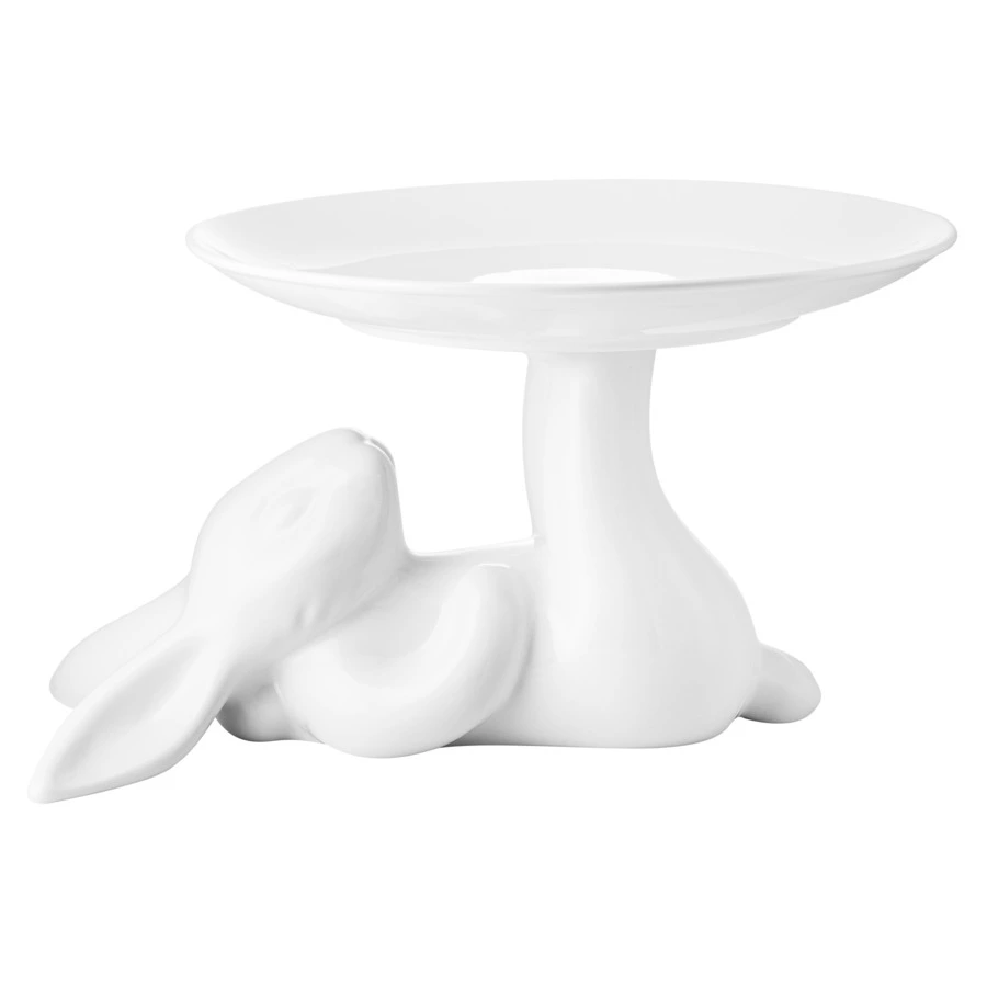 Блюдо на ножке Claystreet Гранд Кролик 31 см, фарфор, белый