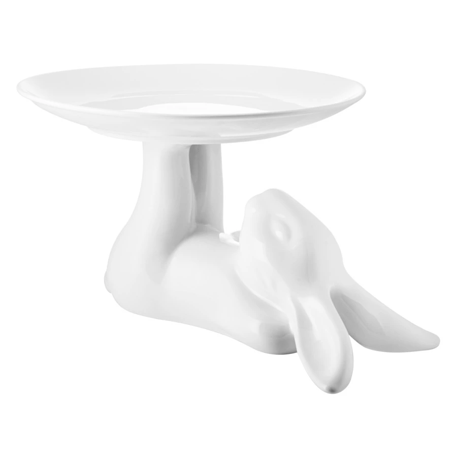 Блюдо на ножке Claystreet Гранд Кролик 31 см, фарфор, белый