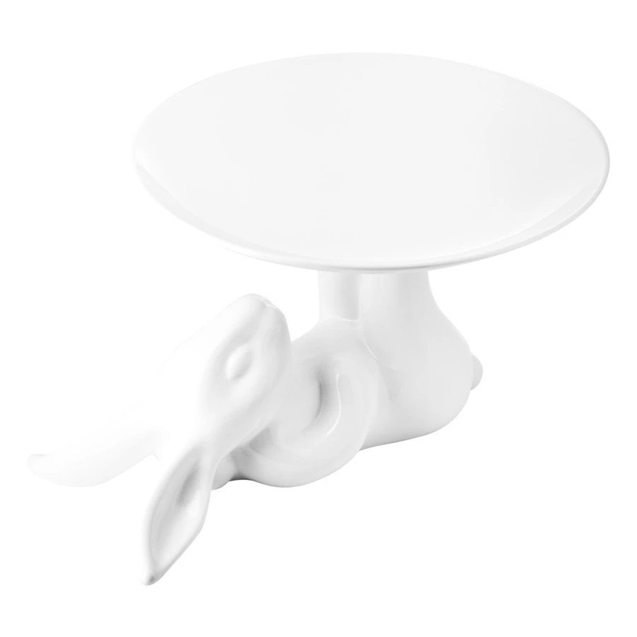 Блюдо на ножке Claystreet Гранд Кролик 31 см, фарфор, белый