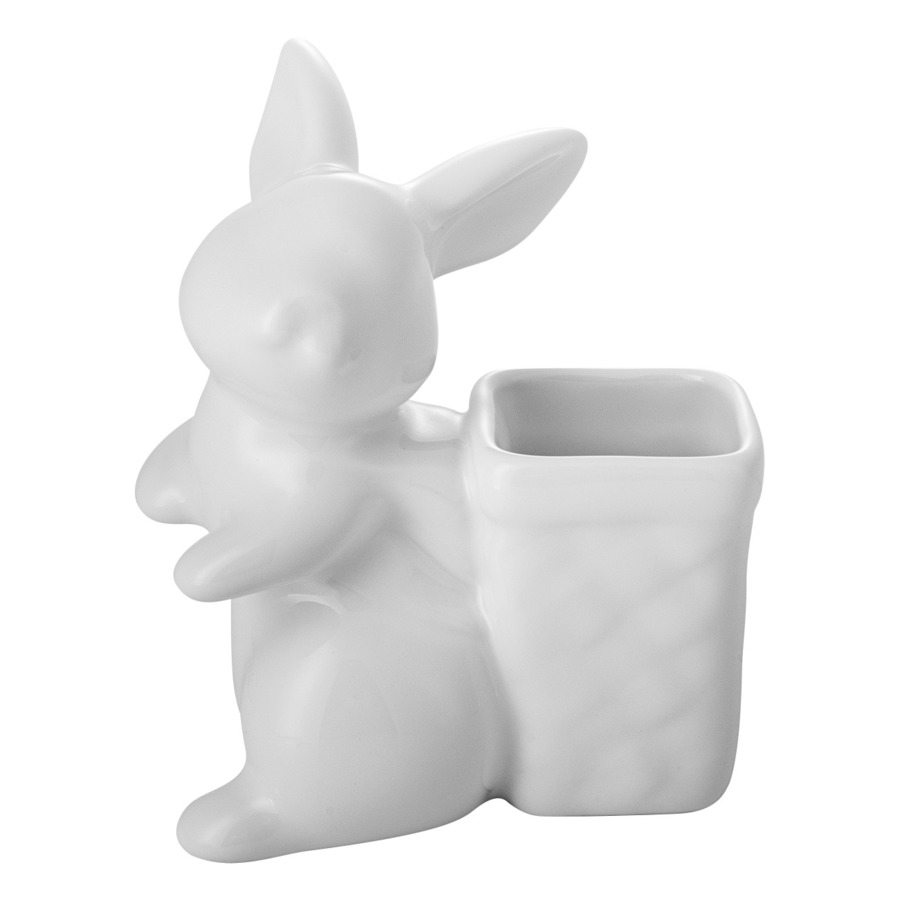 Подставка для зубочисток Claystreet Кролик с туеском 10,5 см, фарфор, белый подставка для зубочисток wilmax 5 см фарфор