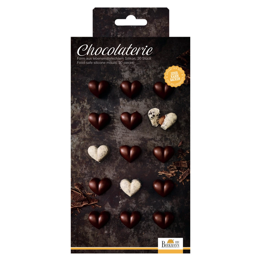 Набор форм для шоколадных конфет и пралине Birkmann Сердечки 21x11,5 см, силикон, 2 шт, 30 конфет