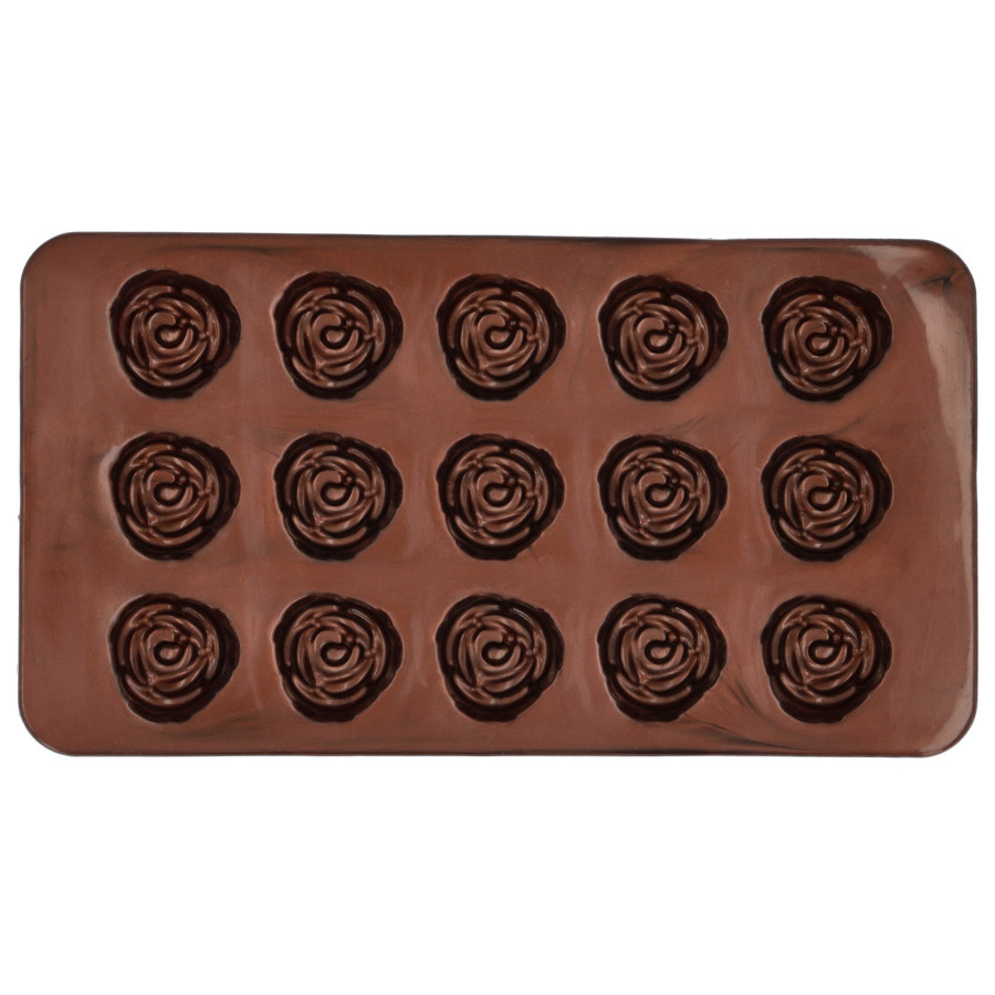 цена Набор форм для шоколадных конфет и пралине Birkmann Розочки 21x11,5 см, силикон, 2 шт, 30 конфет
