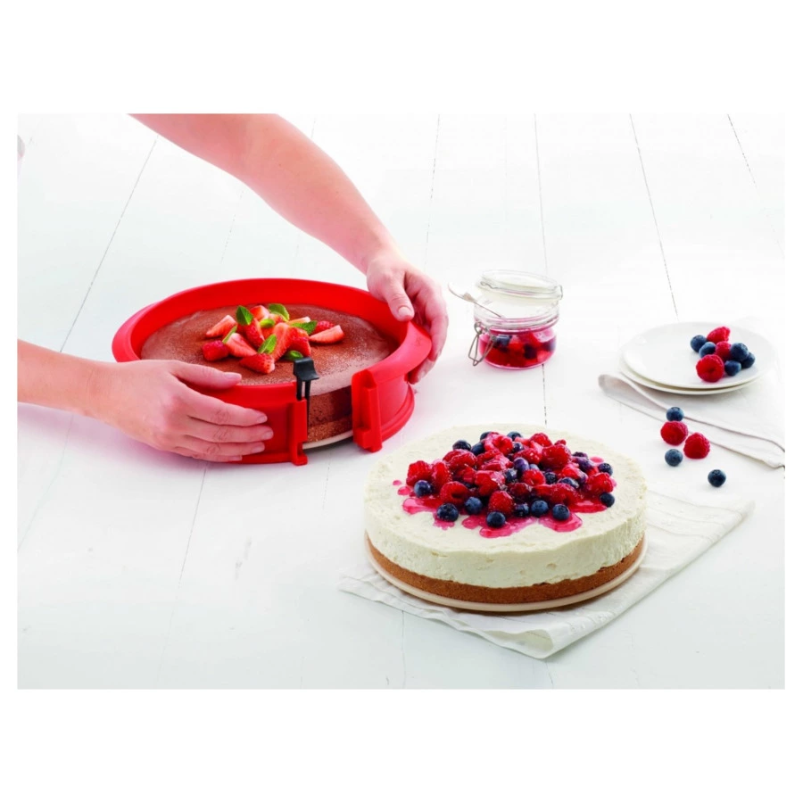 Форма для выпечки разъемная с керамическим блюдом LEKUE 23см, силикон, красный, п/к
