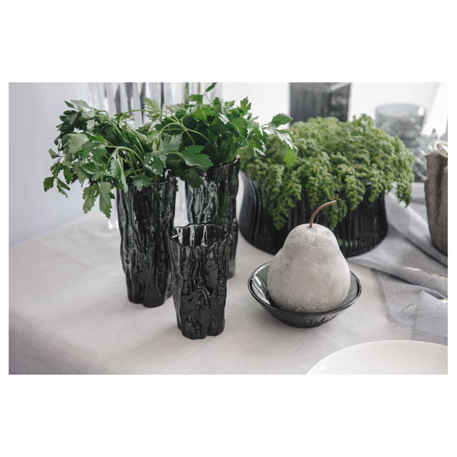 Ваза для цветов ГХЗ Кора 20 см, хрусталь, графитовая