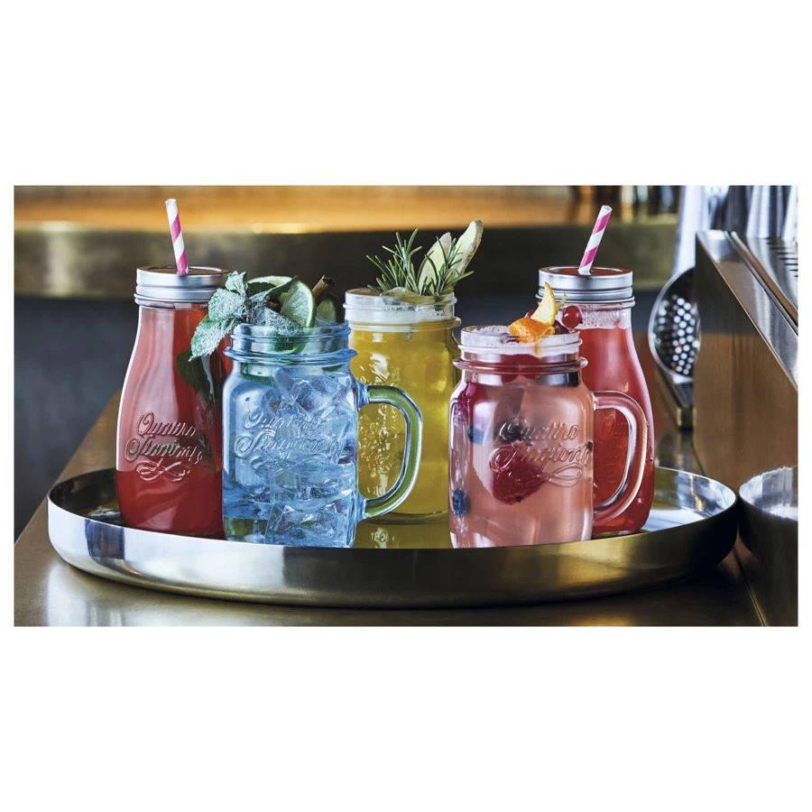 Набор кружек с крышкой Bormioli Rocco Quattro Stagioni 415 мл, стекло, 2 шт