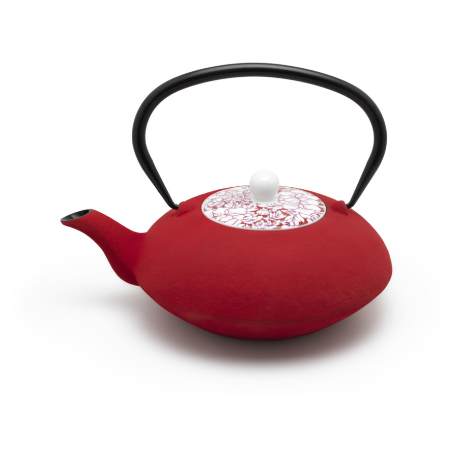 Чайник заварочный Bredemeijer Yantai 1,2 л, с фильтром, чугун, с фарфоровой крышкой, красный чайник заварочный bredemeijer yantai 1 2 л с фильтром чугун с фарфоровой крышкой красный