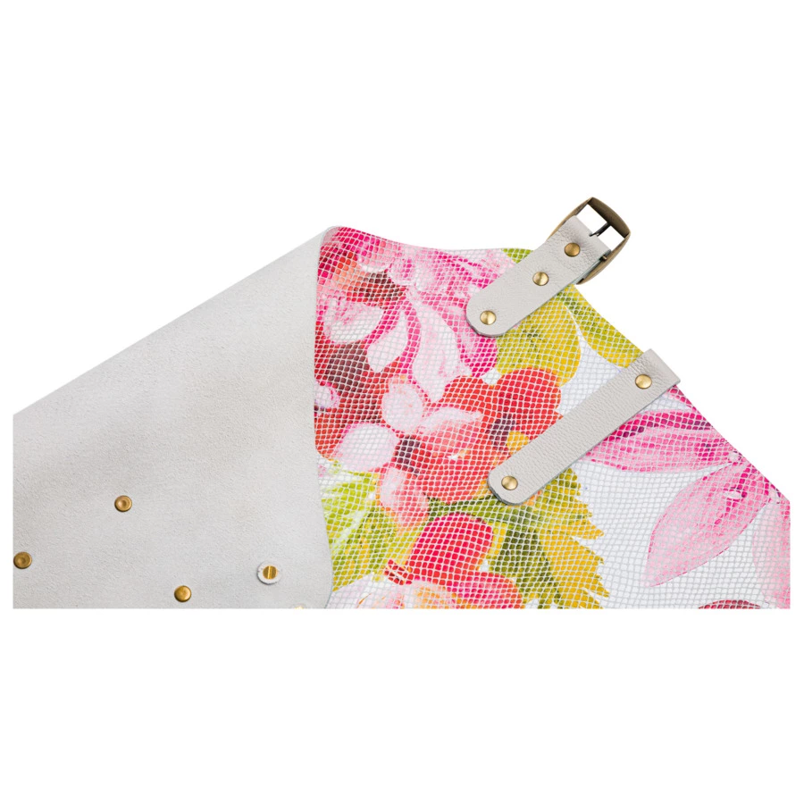 Фартук Williams Oliver Buffalo, розовые цветы, размер 46-56, кожа натуральная, лазерная обработка