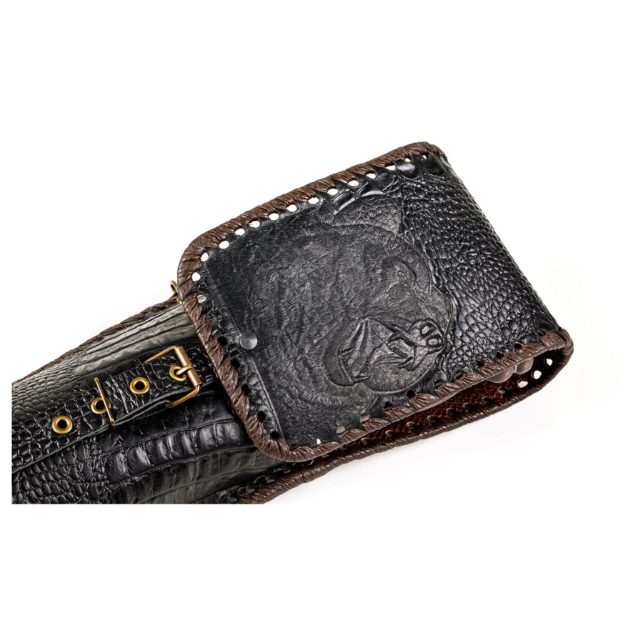 Набор шампуров с ножом для снятия мяса в кожаном колчане Медведь №3, 50 см, 8 предметов