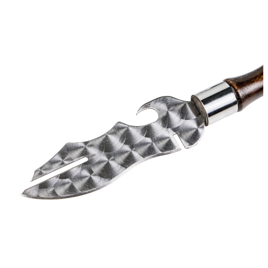 Набор шампуров с ножом для снятия мяса в кожаном колчане Медведь №3, 50 см, 8 предметов