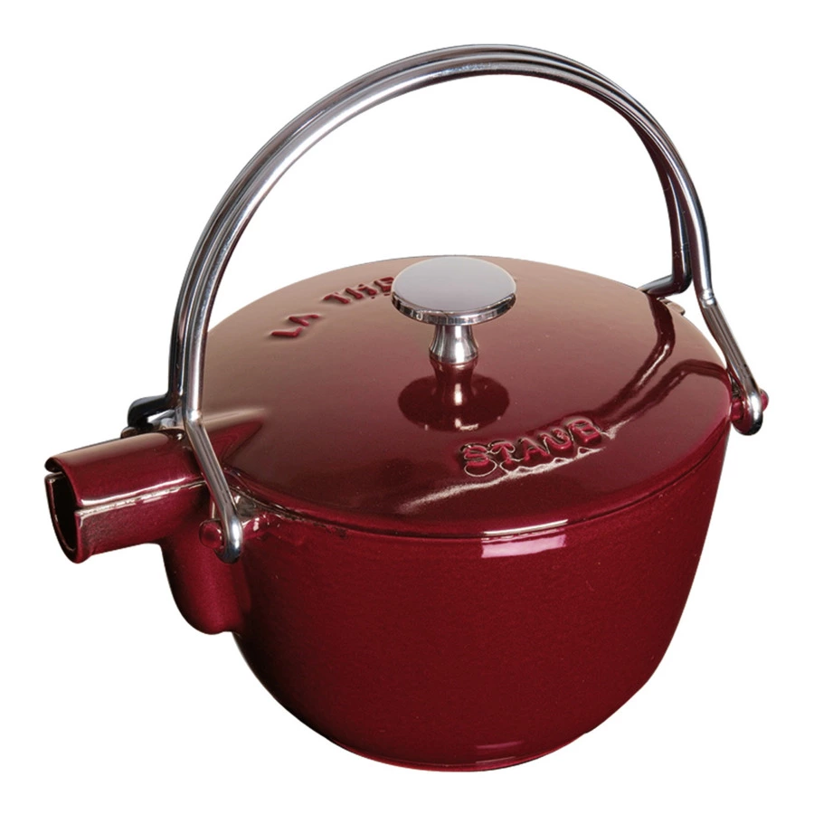 Чайник круглый Staub 16,5 см, 1,15 л, чугун, гранатовый, п/к