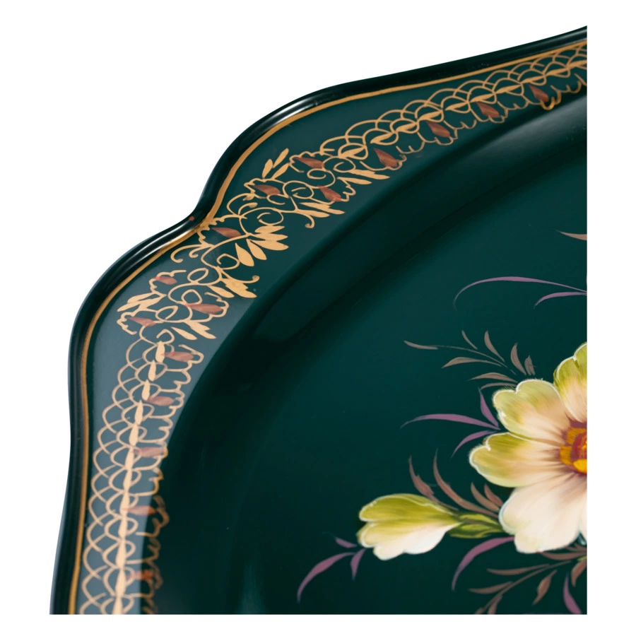 Поднос Жостовская фабрика декоративной росписи НХПР Подарок 52х42 см, черный, сталь, п/к