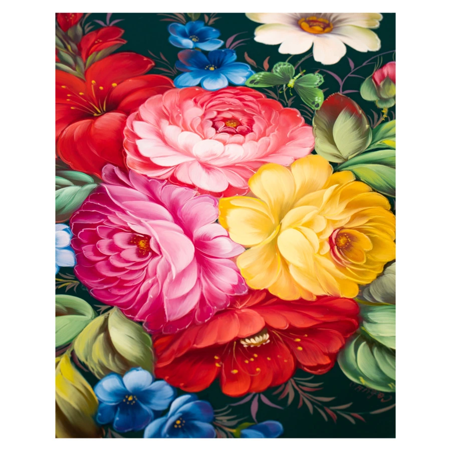 Поднос Жостовская фабрика декоративной росписи НХПР Подарок 52х42 см, черный, сталь, п/к