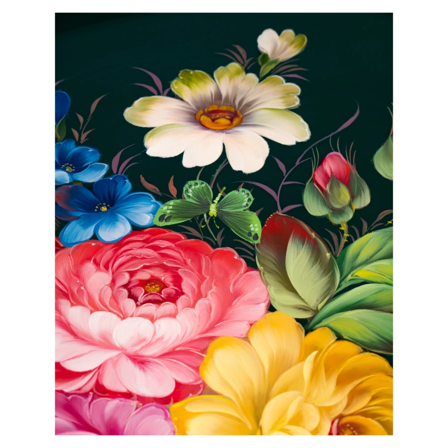 Поднос Жостовская фабрика декоративной росписи НХПР Подарок 52х42 см, черный, сталь, п/к