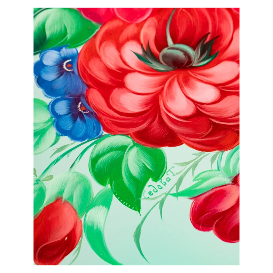 Поднос Жостовская фабрика декоративной росписи НХПР Восторг 51х41 см, черный, сталь, п/к