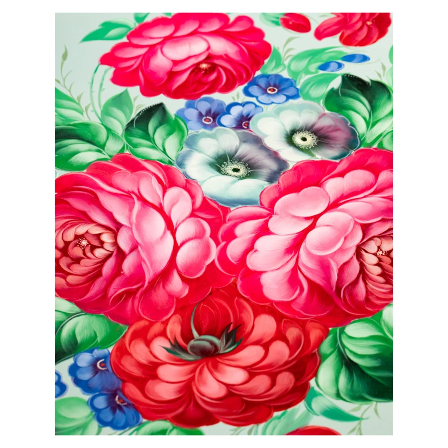 Поднос Жостовская фабрика декоративной росписи НХПР Восторг 51х41 см, черный, сталь, п/к