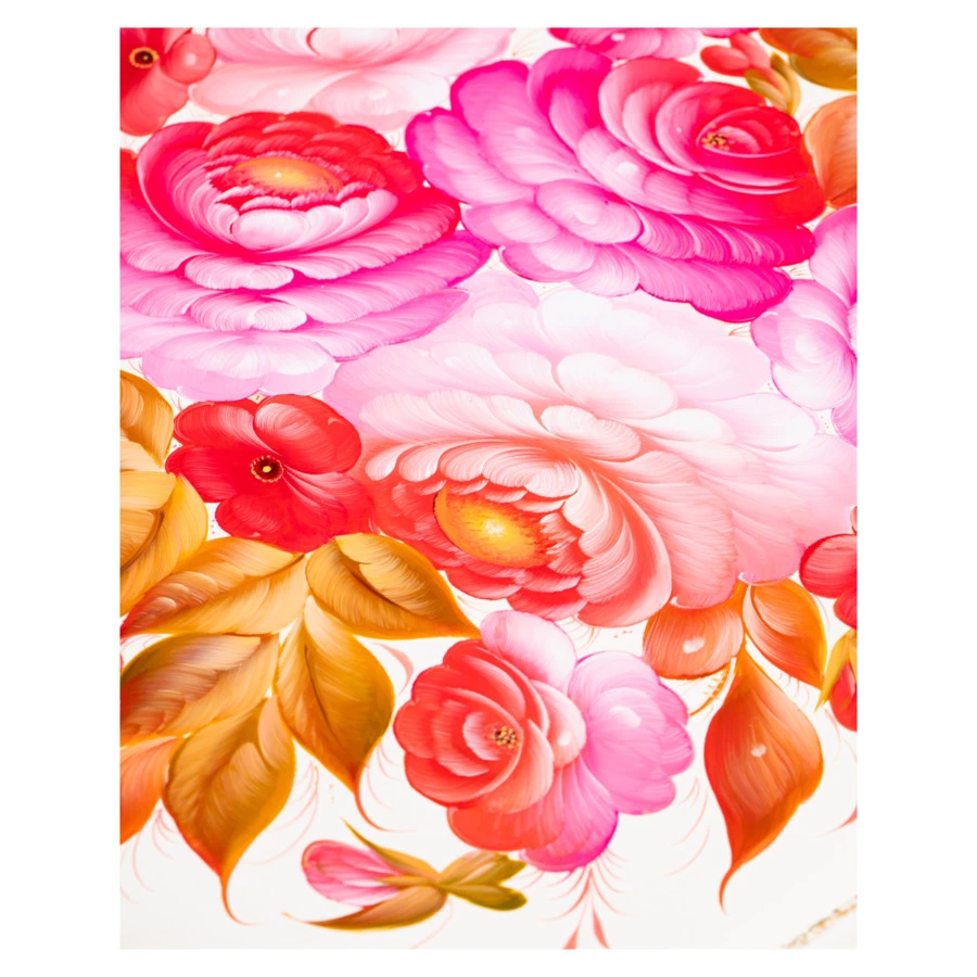 Поднос Жостовская фабрика декоративной росписи НХПР Канон 53х36 см, черный, сталь, п/к