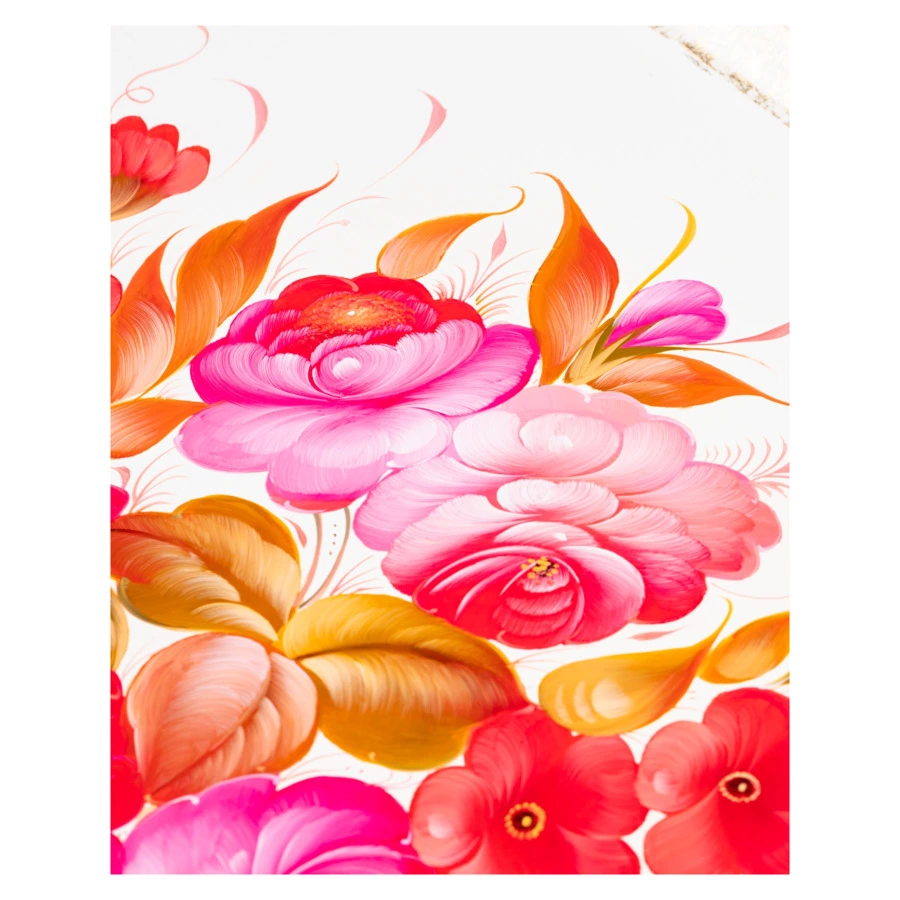 Поднос Жостовская фабрика декоративной росписи НХПР Канон 53х36 см, черный, сталь, п/к