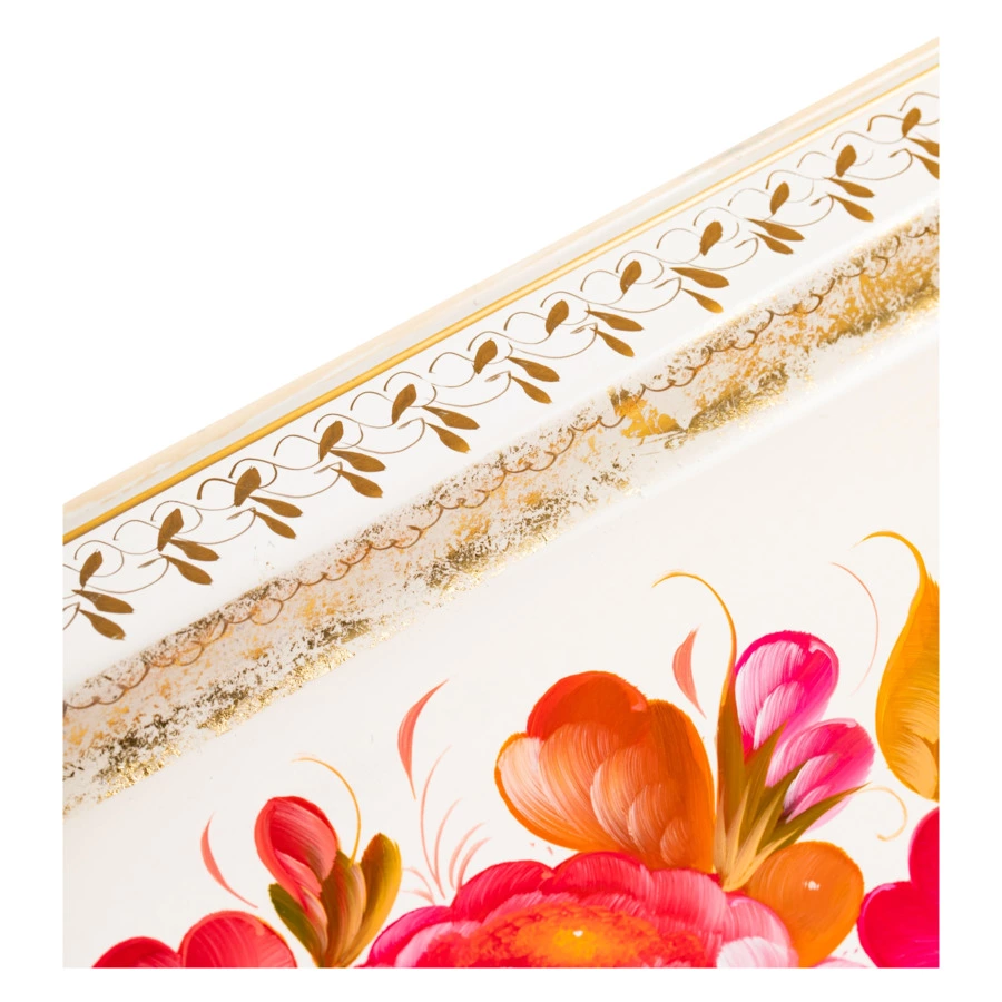 Поднос Жостовская фабрика декоративной росписи НХПР Канон 53х36 см, черный, сталь, п/к