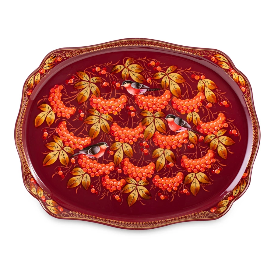 Поднос Жостовская фабрика декоративной росписи НХПР Изысканный 60х47 см, черный, сталь, п/к