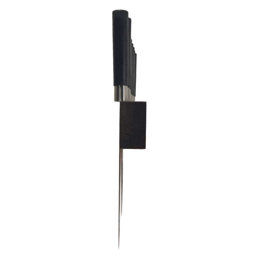 Настенный магнитный держатель для 8 кухонных ножей Woodinhome 49х3,5х6,5 см, темно-коричневый,  дуб