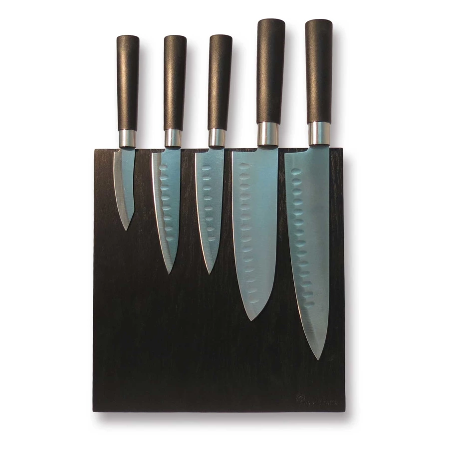 Подставка магнитная для 5 кухонных ножей Woodinhome Н26х25х12,5см, черный матовый дуб