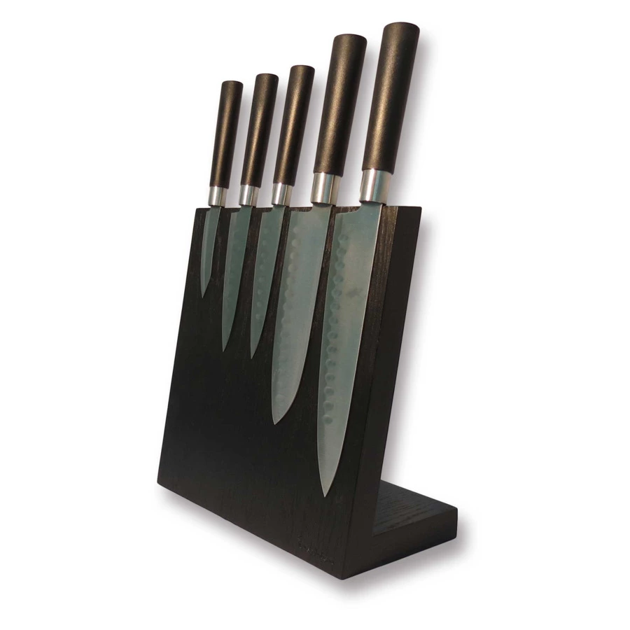 Подставка магнитная для 5 кухонных ножей Woodinhome Н26х25х12,5см, черный матовый дуб