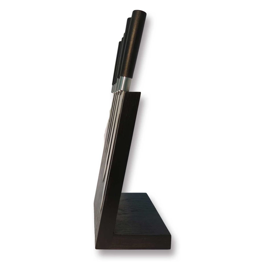 Подставка магнитная для 5 кухонных ножей Woodinhome Н26х25х12,5см, черный матовый дуб