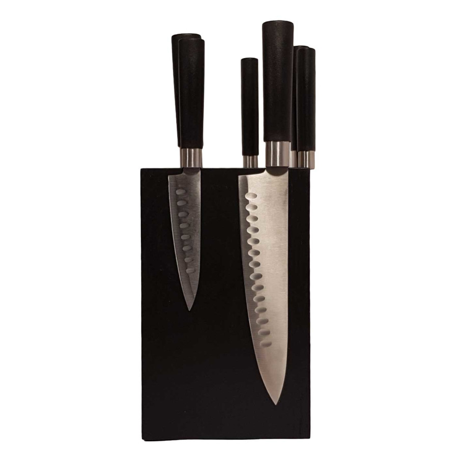 Подставка магнитная угловая настольная для 6 кухонных ножей Woodinhome 15х15х24см, черный, дуб
