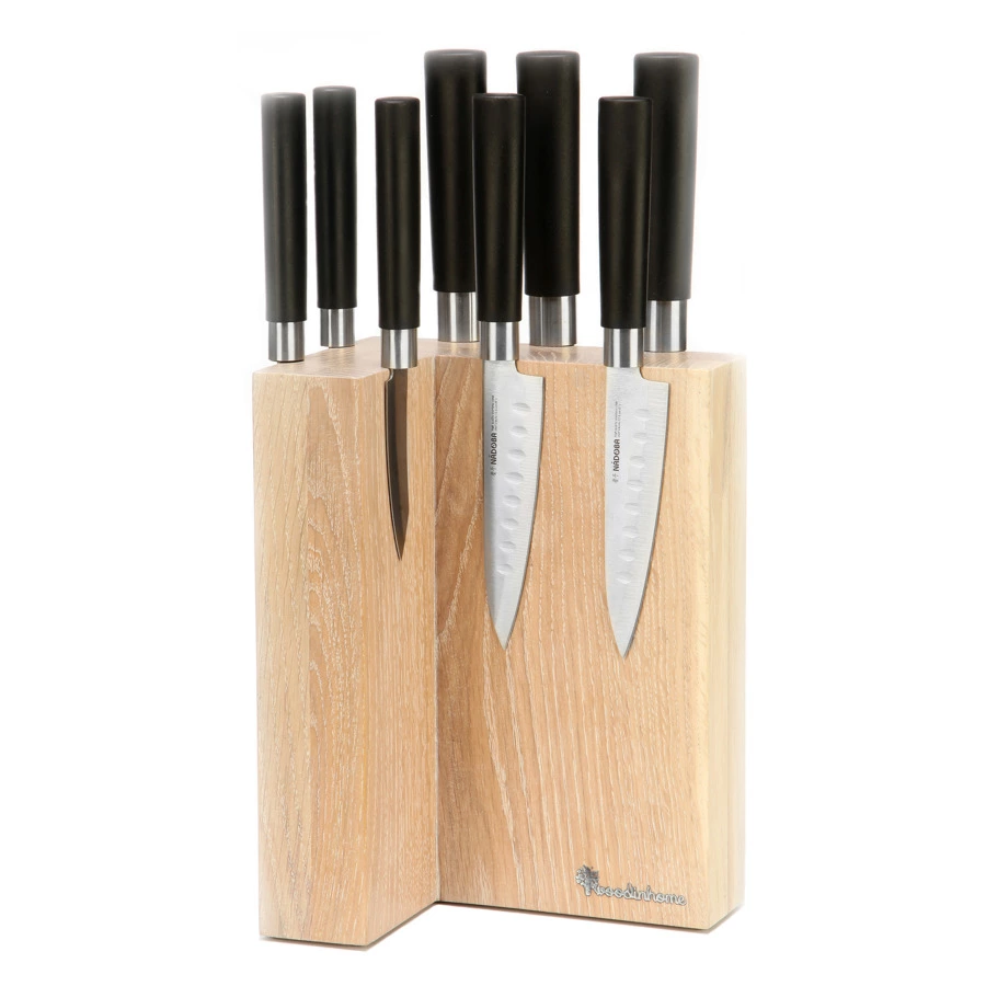 Подставка магнитная угловая для 8 кухонных ножей Woodinhome Н24х17,5х12,5см, беленый дуб