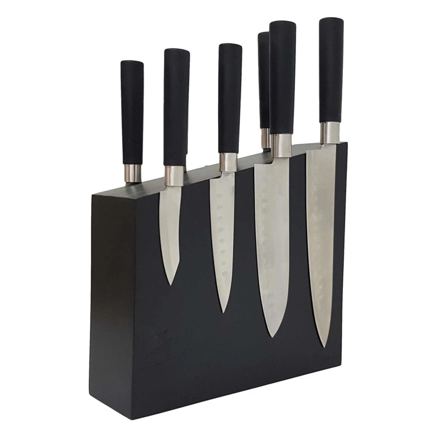Подставка магнитная для 8 кухонных ножей Woodinhome двусторонняя Н24х26х7,5см, черный дуб