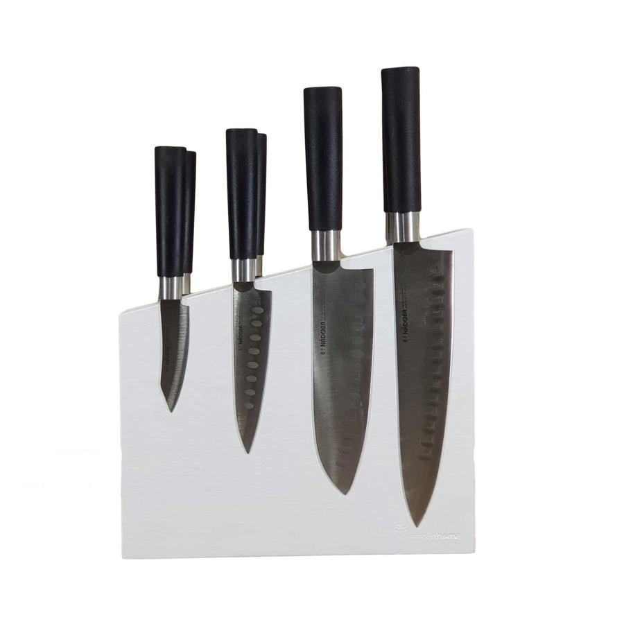 Подставка магнитная для 8 кухонных ножей Woodinhome двусторонняя Н24х26х7,5см, белый дуб