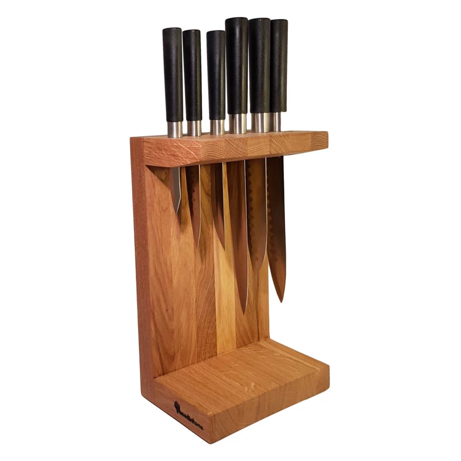 Подставка-блок для 6 ножей универсальная Woodinhome Н30х18х13 см, натуральный дуб