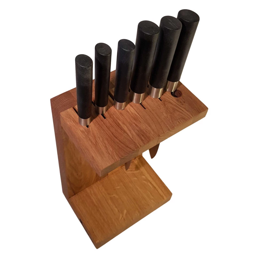 Подставка-блок для 6 ножей универсальная Woodinhome Н30х18х13 см, натуральный дуб