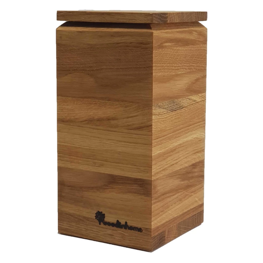 Емкость для сыпучих продуктов с крышкой Woodinhome 1,25л, Н22,5х11х11см, натуральный дуб