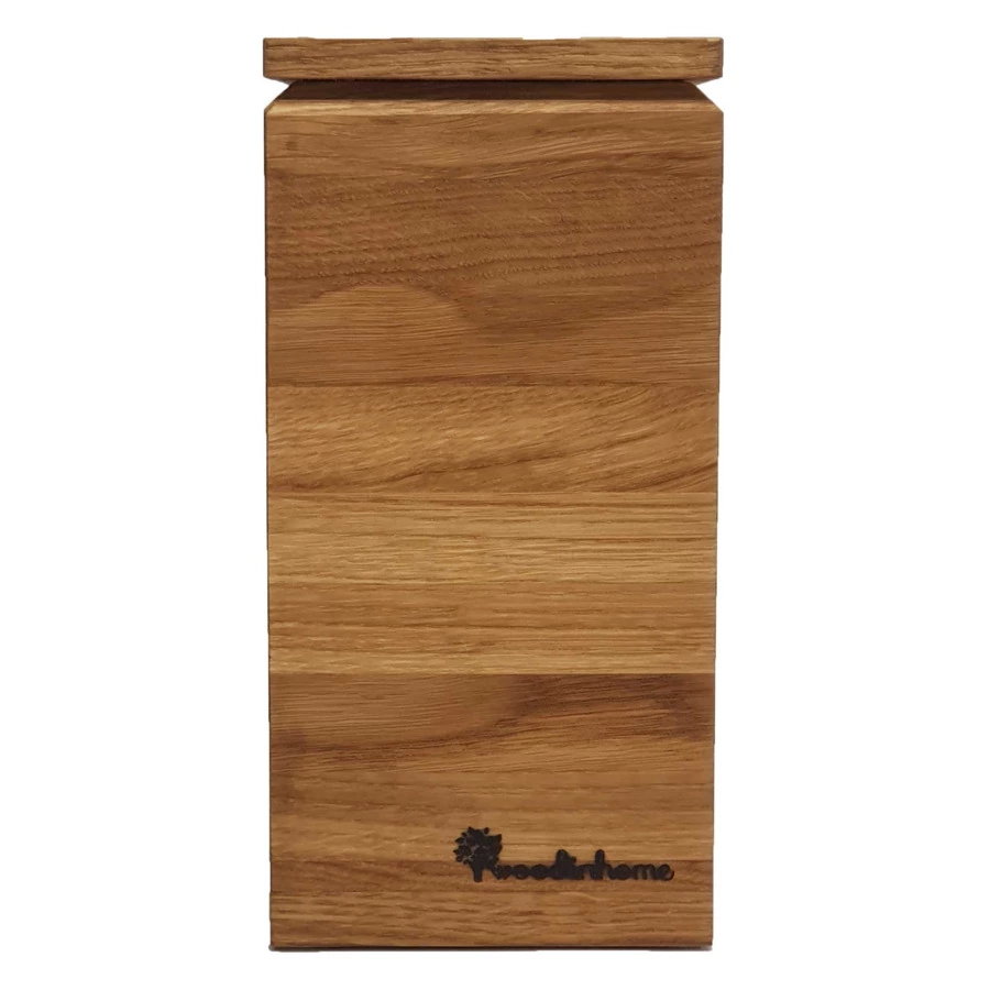 Емкость для сыпучих продуктов с крышкой Woodinhome 1,25л, Н22,5х11х11см, натуральный дуб