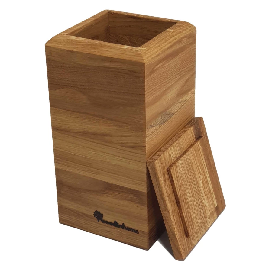 Емкость для сыпучих продуктов с крышкой Woodinhome 1,25л, Н22,5х11х11см, натуральный дуб