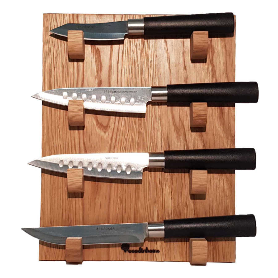 Подставка настольная для 4 кухонных ножей Woodinhome 20х12,5х26см, дуб