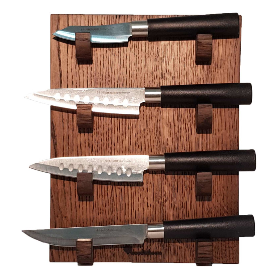 Подставка настольная для 4 кухонных ножей Woodinhome 20х12,5х26см, темно-коричневый, дуб