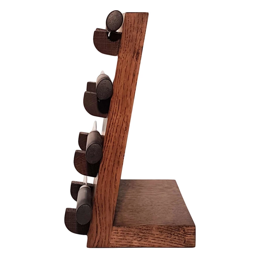 Подставка для коллекции 4 ножей Woodinhome Н26х20х12,6см, темно-коричневый дуб
