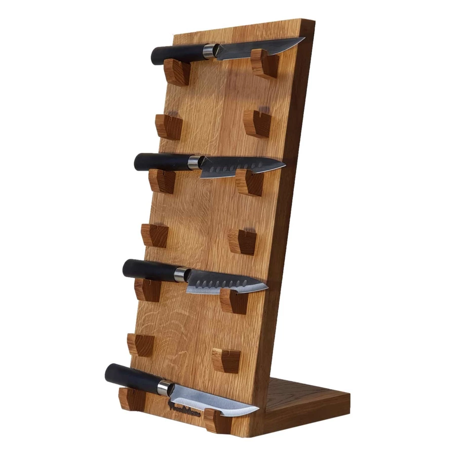 Подставка для коллекции 7 ножей Woodinhome Н45х20х17,6см, натуральный дуб