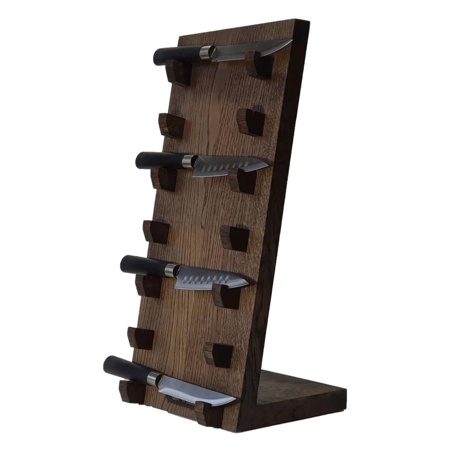 Подставка для коллекции 7 ножей Woodinhome Н45х20х17,6см, темно-коричневый дуб
