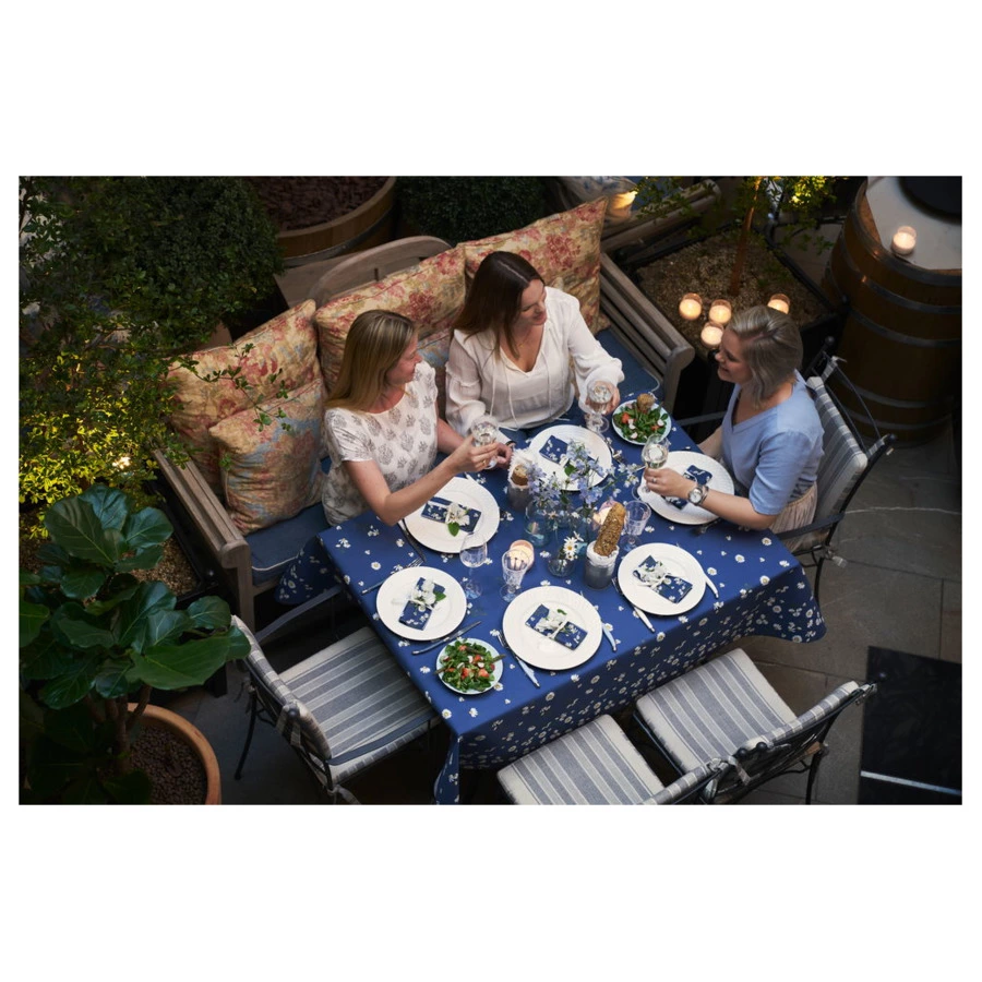 Салфетки бумажные трехслойные Duni Pretty daisy blue 33х33 см, бумага