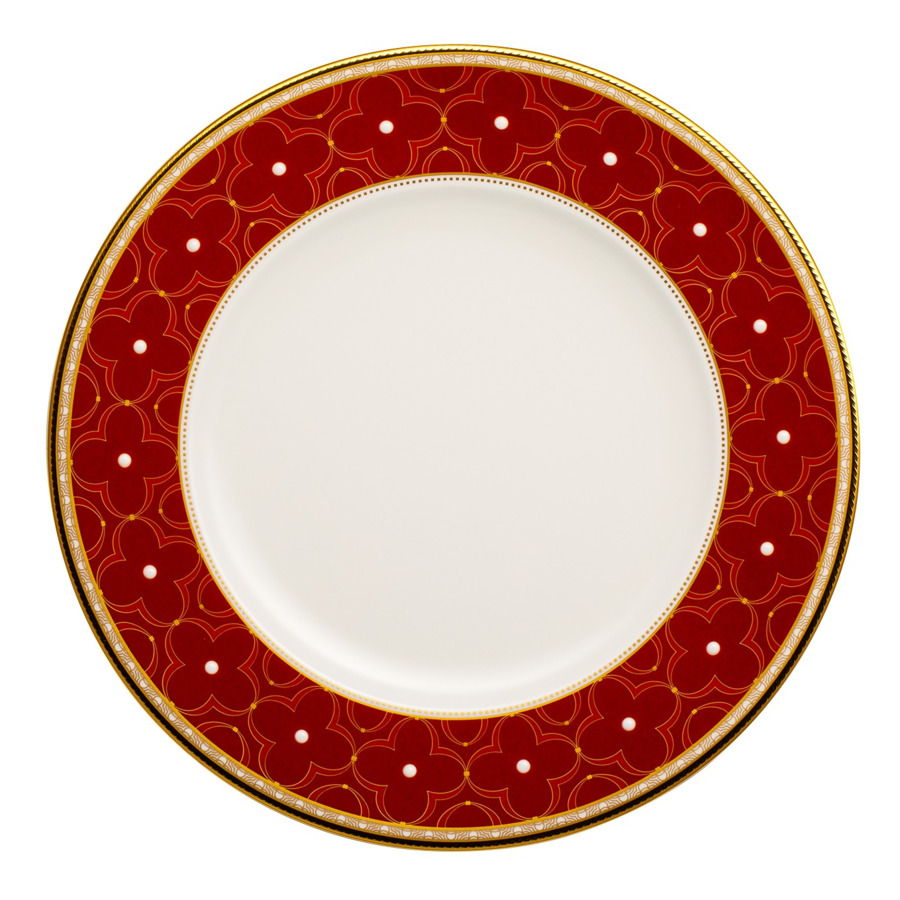 Тарелка акцентная Noritake Трефолио, красный 24,5 см, фарфор тарелка акцентная noritake трефолио зеленый 24 5 см фарфор