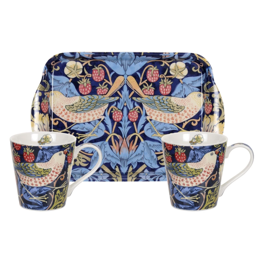 Набор кружек на подносе Pimpernel Ягодные воришки 180 мл, 21х14 см, 2 шт, синий, п/к