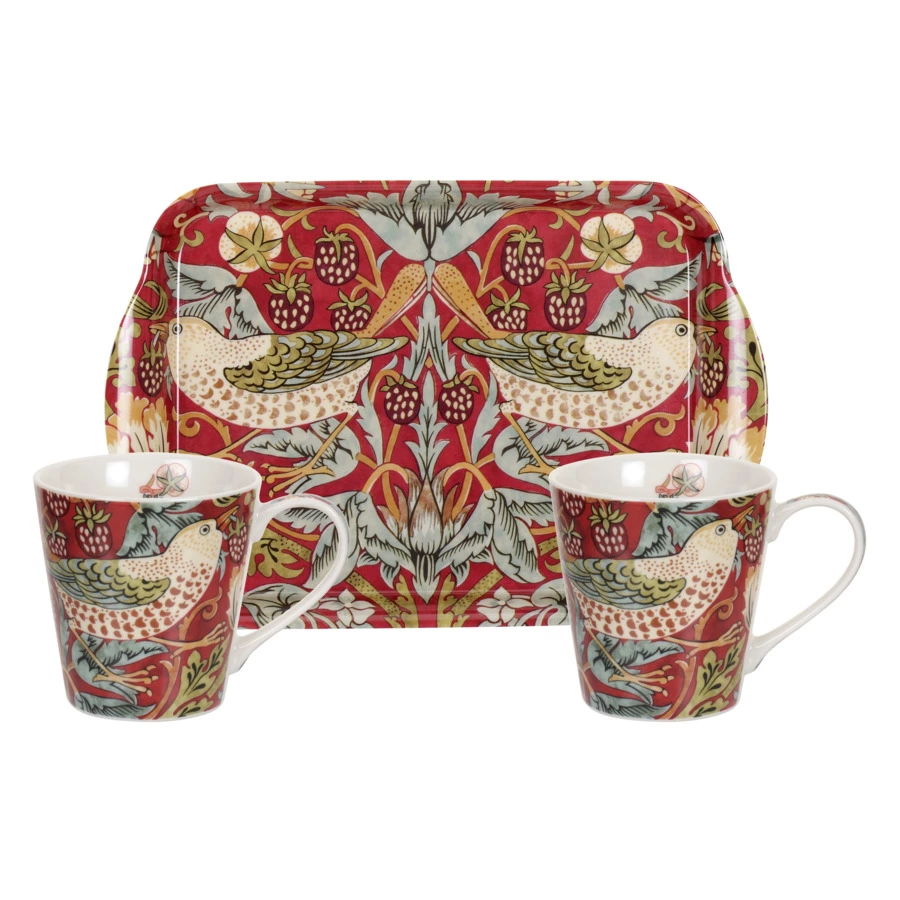 Набор кружек на подносе Pimpernel Ягодные воришки 180 мл, 21х14 см, 2 шт, красный, п/к