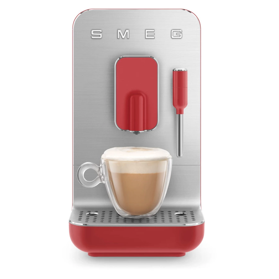 Кофемашина автоматическая SMEG BCC02RDMEU Collezione, 6 программ кофе, капучинатор, красный матовый
