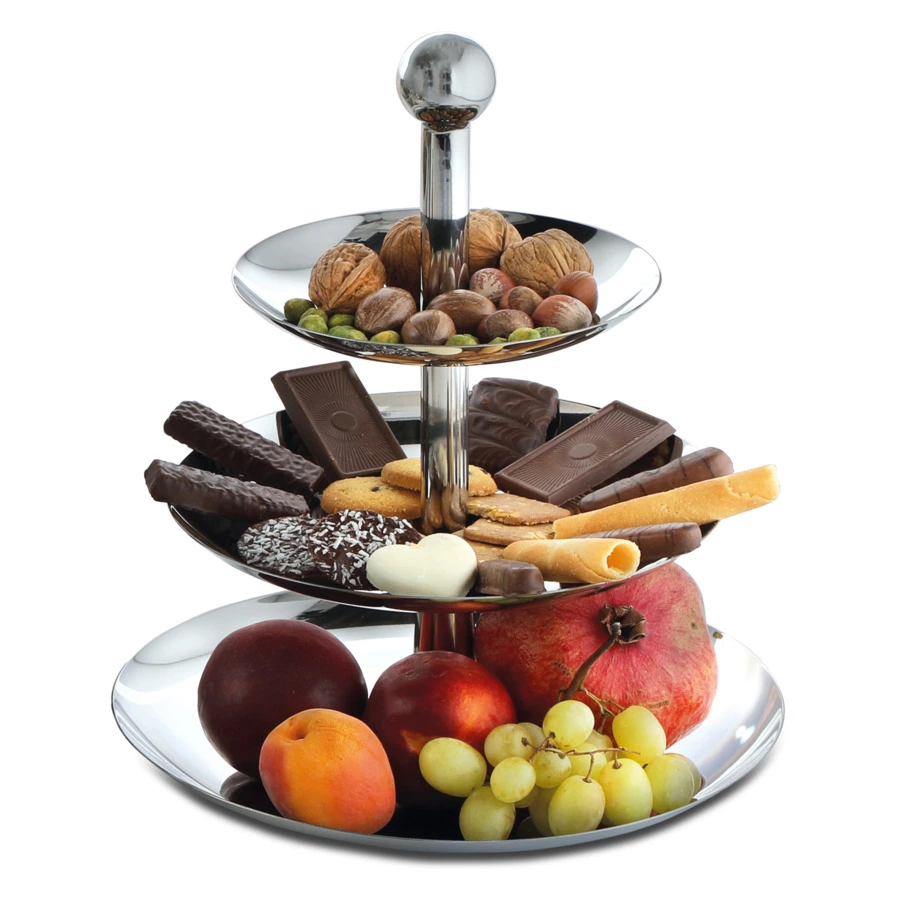 Блюдо для фруктов трехъярусное Weis, сталь нержавеющая