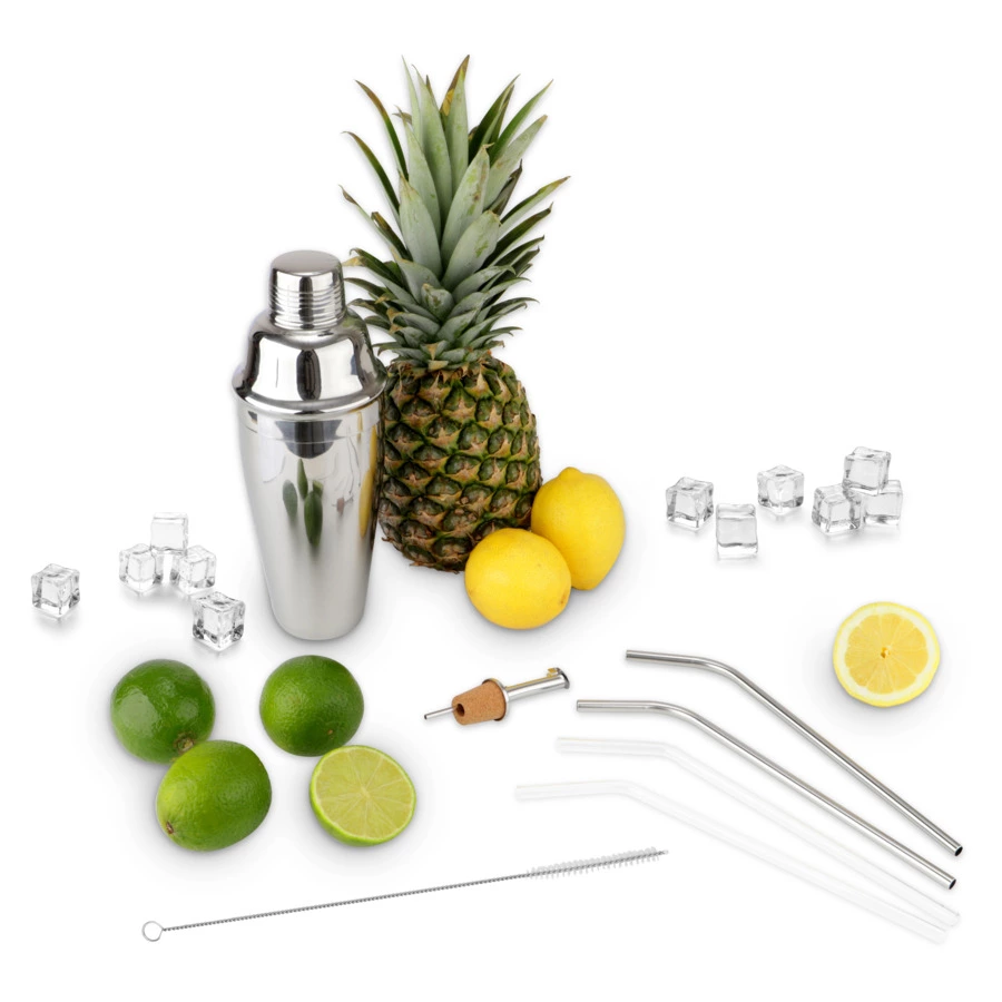 Набор соломинок для коктейлей с щеткой Weis 24 см, 6 предметов, изогнутые